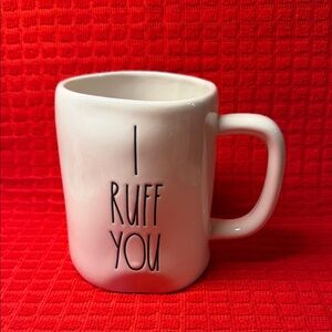 Rae Dunn "I RUFF YOU" Ceramic Mug with Large Black Letters